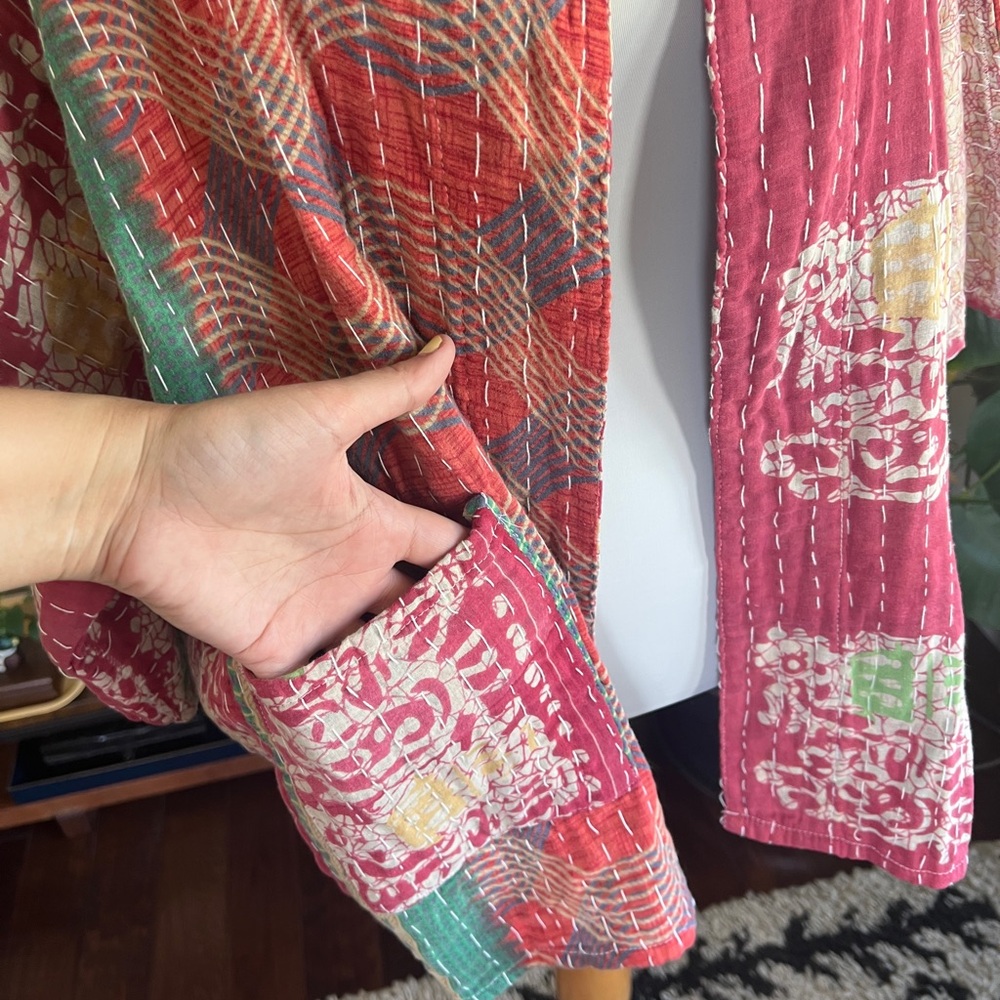 Kantha Sobo Threads Colorful Patchwork Reversible… - image 4
